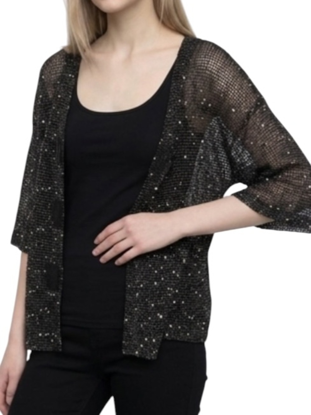 Black top beautiful netting coverup/top medium like new